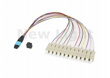 Multi Mode OM3 MPO Kabel MTP 12 Cores / 24 Cores Untuk Area Penyimpanan Jaringan Fibre Channel