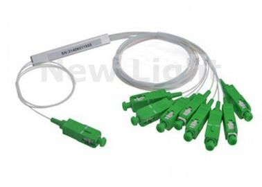 SAPC MINI Mode Tunggal 1x8 PLC Splitter, FTTH PLC Tabung Baja Tipe FBT Fiber Coupler