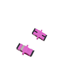 OM4 Rose Pink Adaptor Fiber Optic, SC Simplex Adapter Untuk FTTH / CATV Internet