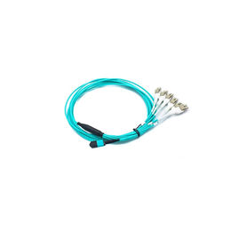 4 Duplex MPO MTP Cable, Kabel Breakout Fiber Optic Panjang Disesuaikan Dengan Warna Aqua