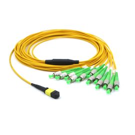 12F Insertion Loss Rendah Kabel MPO MTP Female - ST APC Fiber Connector Breakout Cable