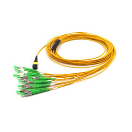 12 Fiber Fan Keluar Rugi Rendah Kuning MTP MPO Ke ST APC Mpo Trunk Cable Patch Cord Panjang 1 Meter