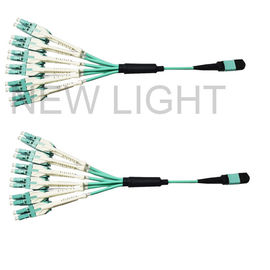 Perempuan OM3 12 Fiber 3.0mm MPO Breakout Cable Selubung Tunggal LSZH