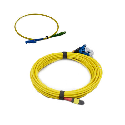 Beli Rugi Penempatan Rendah ≤0.35dB MPO ke LC Fiber Breakout Cable Diameter 3.0mm Kompatibel dengan Huawei QSFP online manufacture