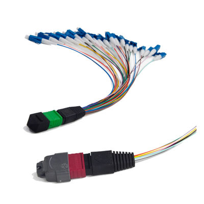 Beli 3.0mm LSZH Bundar MPO MTP Patch Cord dengan Low Insertion Loss ≤0.35dB untuk Aplikasi Multimode 10G OM3 OM4 online manufacture