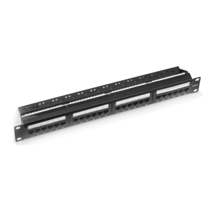 Beli Metal RJ45 Ethernet Patch Panel terlindung Cat5e/Cat6/Cat6a/Cat7 Hitam 1U 2U Dengan Manajemen Kabel online manufacture