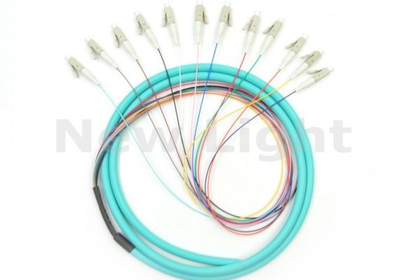 Beli LC OM3 12 Core Multimode Fiber Optic Pigtail dengan Panjang 1.5M dan Warna Hijau online manufacture