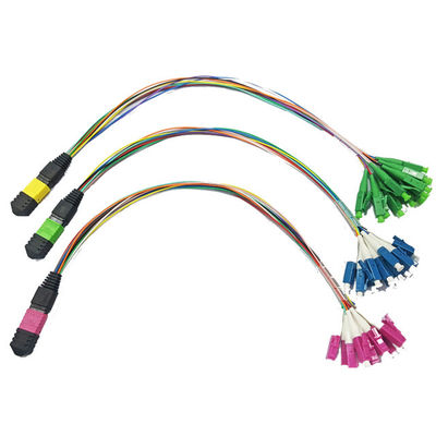 Beli 12 Fiber LC Fan Out Multi Mode MPO MTP Kabel Fiber Optic Patch Cord online manufacture