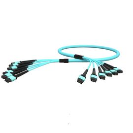 Beli OEM ODM OM3 12 Inti Kabel Serat Optik PVC MPO Ke MPO Male Aqua Fan Out online manufacture
