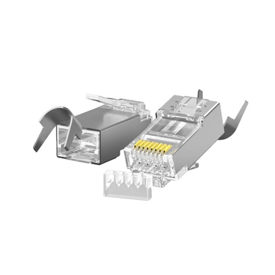 Beli Konektor CAT7 berkecepatan tinggi dengan pelindung dengan sepatu logam - Tes fluke, latensi rendah online manufacture