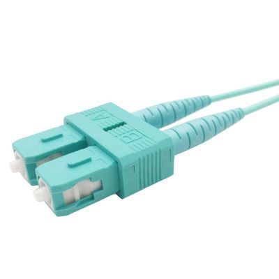 Beli Kabel Jumper Fiber Optik SC-LC Duplex OM3-300 dengan Warna Aqua untuk Transfer Data Kecepatan Tinggi online manufacture