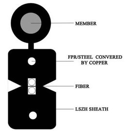 Beli Single Mode 2 Core Ftth Drop Cable Sensitivitas Tikungan Rendah Bahan LSZH online manufacture