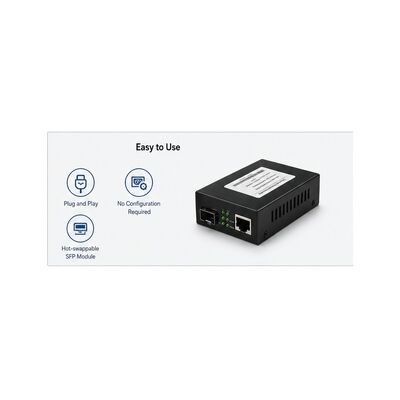 Beli Industrial Gigabit SFP Media Converter dengan Dual DC 12-48V Redundant Power, IP40 Protection, dan -40°C sampai 85°C Operating Temperature online manufacture