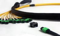 Single Mode 9/125 Kabel Serat Optik Patch Kabel 12 Batang Serat MTP / MPO Pvc