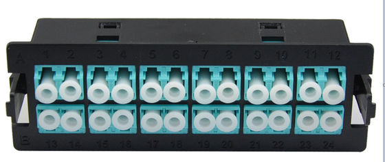 Beli Panel Patch Fiber Optik LC Duplex Hitam 24 Port dengan Pemasangan Klip untuk Kotak Distribusi Rak 1U online manufacture