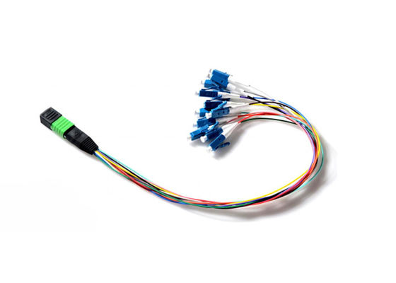 Beli MPO APC ke LC Fan Out 12 Serat 0,9mm Simple Module Optic Patch Cord untuk Jaringan Pusat Data online manufacture