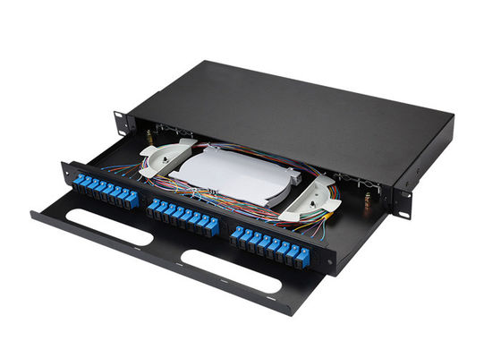 Beli 19 Inci 24 Port Slide-out Drawer Enclosure Fiber Optic Terminal Box untuk Data Center dan Instalasi Pra-Termined online manufacture