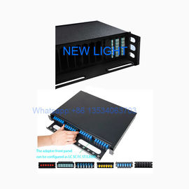 Beli 1U 2U 3U Hitam Fiber Optic Patch Panel Ukuran Standar LC / SC / ST / FC Port online manufacture