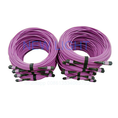 Beli OM4 Kabel MPO MTP 12 Core dengan panjang yang dapat disesuaikan untuk pusat data kepadatan tinggi online manufacture