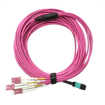 Beli 10G OM3 12 Core LSZH MTP Fiber Optic Harness Cable untuk Jaringan Data Densitas Tinggi online manufacture