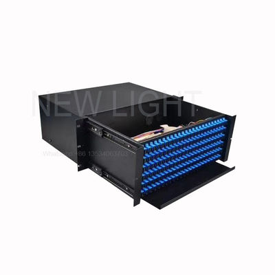 Beli Industrial 3U 144 Fiber 9/125 Single Mode Fiber Optic Patch Panel untuk High-Density Breakout Cabling online manufacture