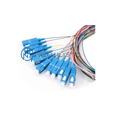 Beli LSZH 12 Warna 1M Fiber Optic Pigtail SC / E2000 / FC / ST Fiber Optic Tail online manufacture
