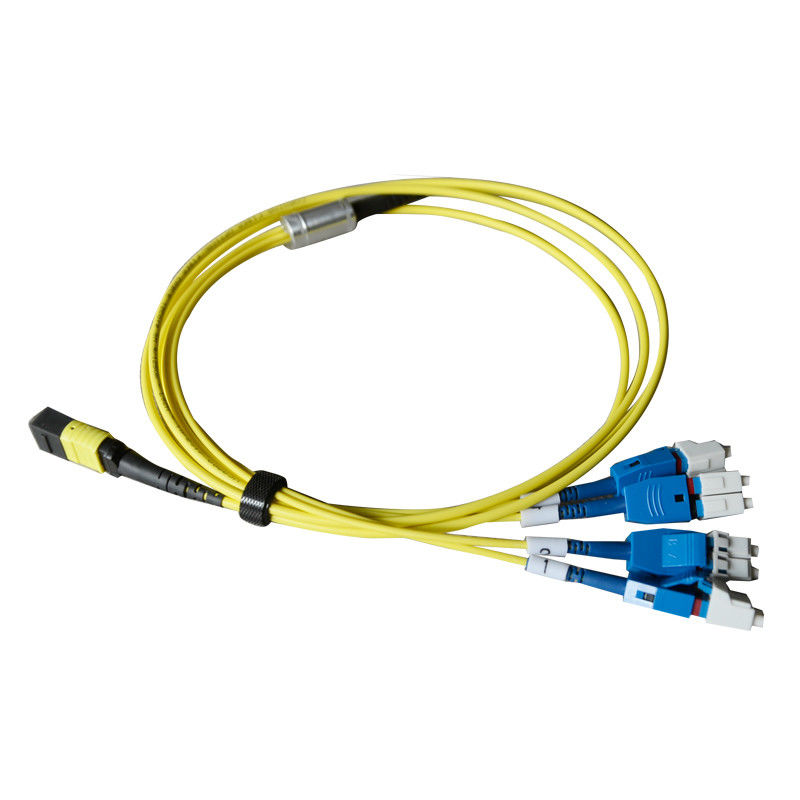8 Fiber MTP Untuk Uniboot 4 X LC MTP Trunk Cable Mpo To Lc Breakout Cable