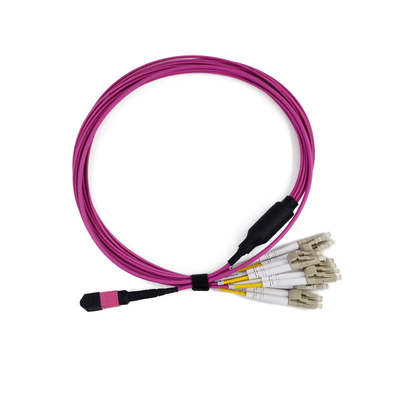 8/12/16/24 Serat MPO MTP Trunk Cable Pra Dihentikan Untuk LANS / WANS / FTTX