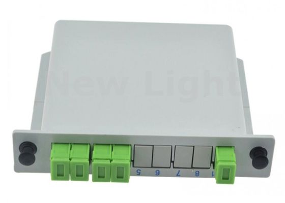 Grey SC APC 1x4 PLC Splitter Box Planar Waveguide Type untuk sistem FTTH