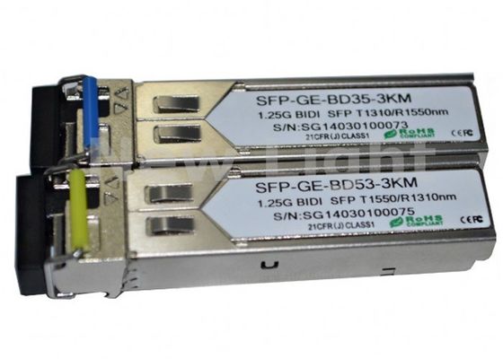 Transceiver SFP BiDi 1.25G Kinerja Tinggi dengan Serat Mode Tunggal dan Jarak Transmisi 3km