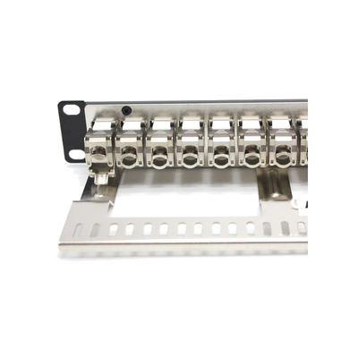 RoHS bersertifikat Black Metal RJ45 Ethernet Patch Panel untuk pemasangan rak
