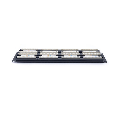 1U 2U Manajemen Kabel Ethernet Patch Panel Krone IDC Terminasi Panel Logam Hitam