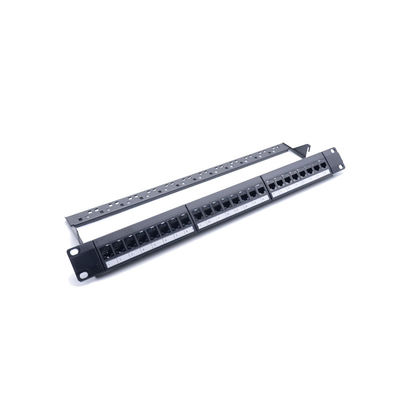 24 Port 1U Height RJ45 Patch Panel dengan 110/Krone IDC Termination untuk manajemen jaringan yang efisien