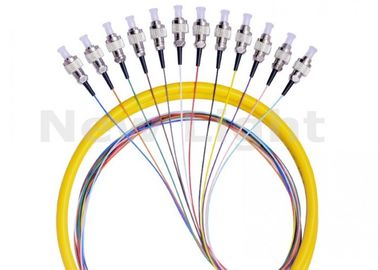 FC UPC 12 Core Fanout Fiber Optic Pigtail Mode Single Simplex Untuk Transmisi Data
