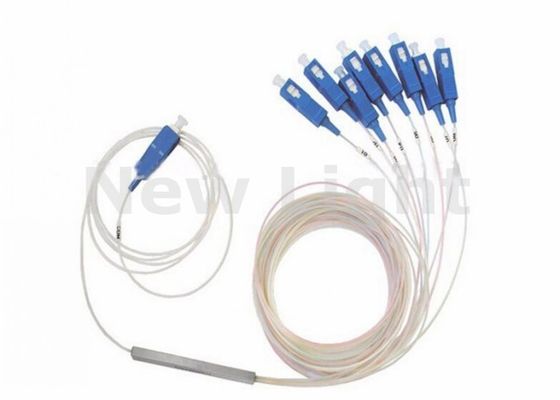 SC UPC 1x8 PLC Fiber Optic Splitter Tipe Steel Tube untuk FTTH dengan Mode Tunggal dan Kerugian Masuk Rendah