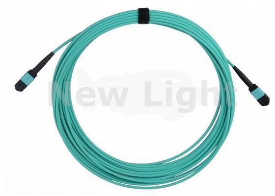 10 Meter 12 Core OM3 MPO Kabel Serat Optik MPO Patch Cord untuk Aplikasi Kepadatan Tinggi