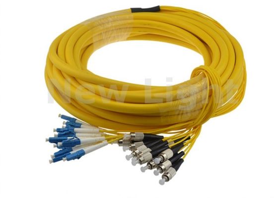 Indoor 12 Core Single Mode Fiber Optic Patch Cord dengan LC FC Connector dan Daya Tahan yang Baik untuk Aplikasi FTTH