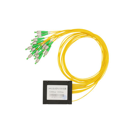 1X12 FC APC Fiber Optic Splitter dengan gelombang operasi 1260-1650 nm dan garansi 3 tahun