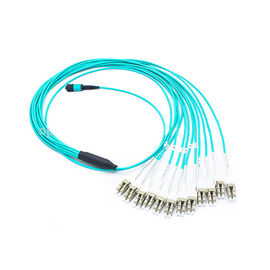 10Gbs OM3 Multi Mode MTP Fanout Kabel Untuk 4 Duple LC Patch Cord