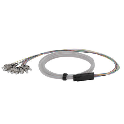 0.9mm 12 Core Single Mode Fiber Optic Pigtail dengan ST Connector dan PVC Jacket