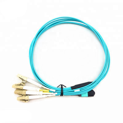 Kabel Patch Fiber Optik MPO OM4 5M dengan Konektor LC Fan-Out Female 12 Core