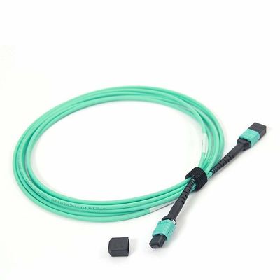 Female MPO to MPO Fiber Patch Cord OM4 50/125 24 Core Multimode dengan LSZH Material 10ft Panjang