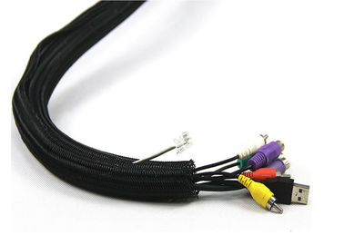 Pelindung Tahan Api Alat Serat Optik Net Hitam PET / Nylon Flame Retardant Sleeve Sleeve