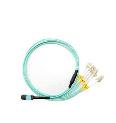 Kabel Pemisah MPO MTP Fiber Optik OM3 12 Core ke LC dengan Sertifikasi CE ISO