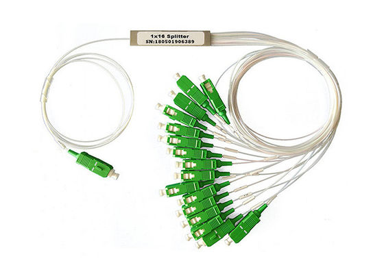 1 In 16 Out Miniature PLC Optical Fiber Splitter dengan SC Connector dan Stainless Steel Tube